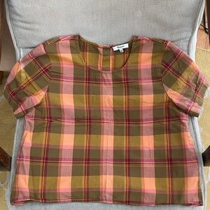 Madewell plaid crop top, buttons down back